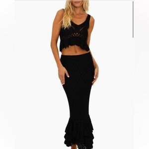 Beach Riot Leigh Black Knit Crop Top